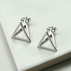 silver double fused triangle hoops on tile