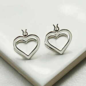 silver double fused heart hoops top down view