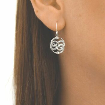 ML953E STERLING SILVER TWISTED SNAKE DANGLY EARRINGS MODEL