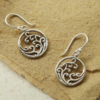 ML954E STERLING SILVER WILD WAVES DANGLY EARRINGS 1