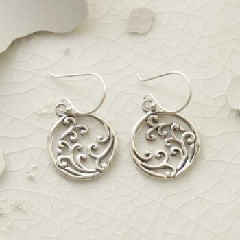 ML954E STERLING SILVER WILD WAVES DANGLY EARRINGS 2