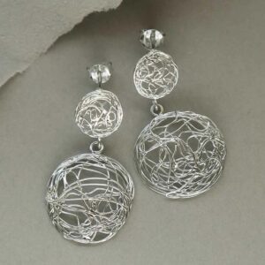 silver circle wiry nest earrings paper