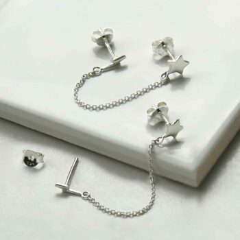 ML957 STERLING SILVER STAR AND LIGHTNING DOUBLE STUDS 4