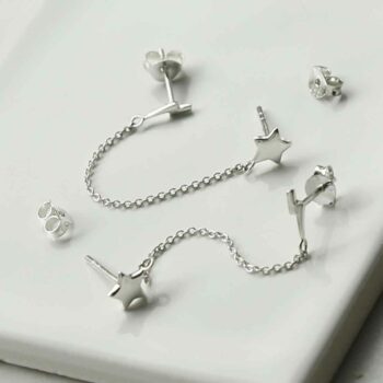 ML957 STERLING SILVER STAR AND LIGHTNING DOUBLE STUDS 7