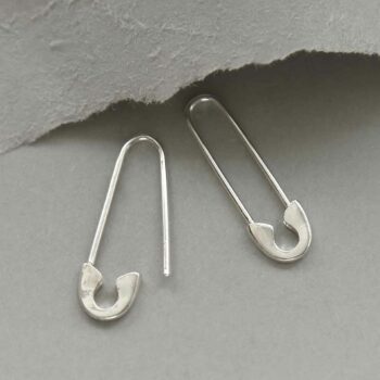 ML961 STERLING SILVER SAFETY PIN EARRINGS 1