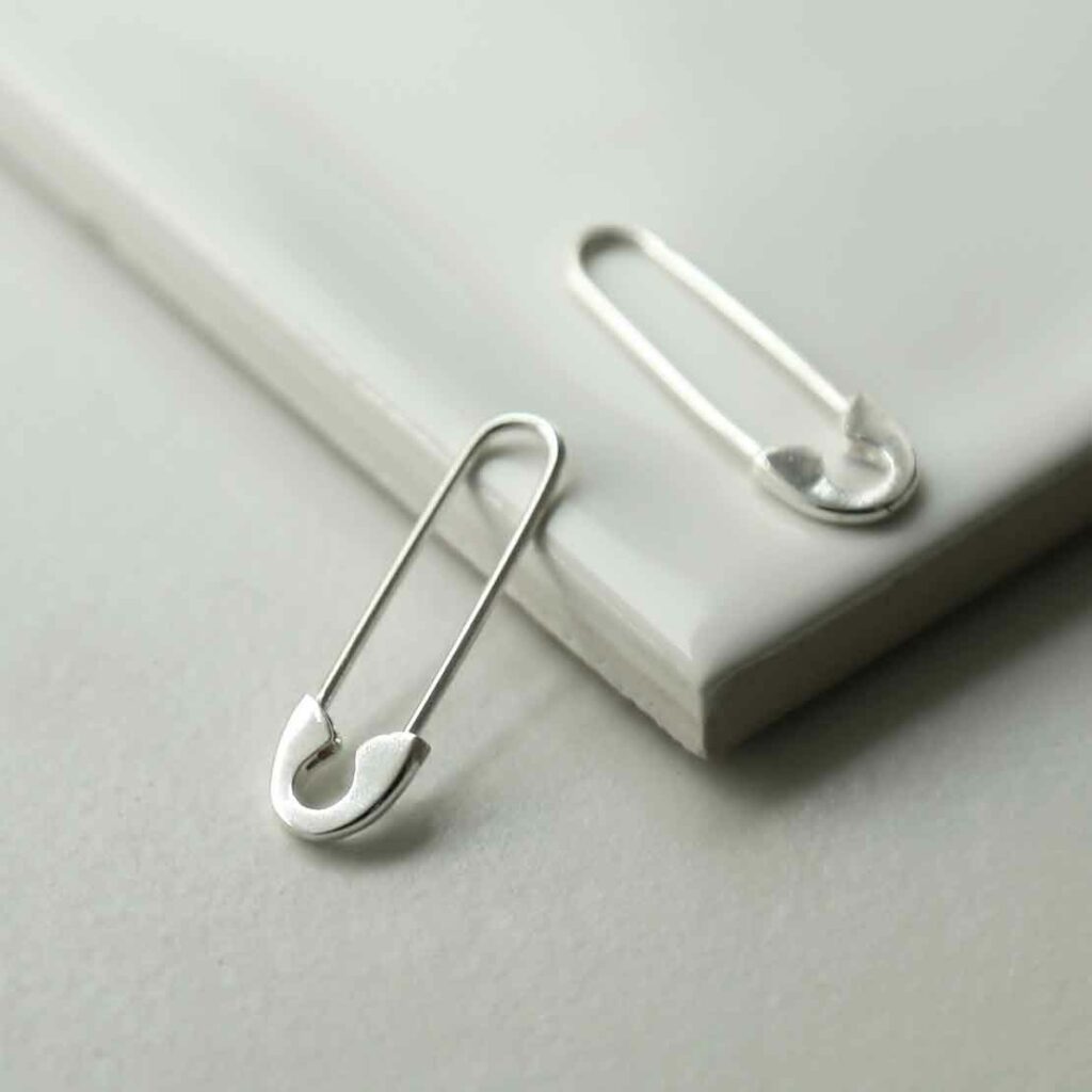 Sterling Silver Safety Pin Earrings Affordable Martha Jackson