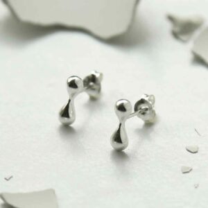 silver bow tie studs at angle