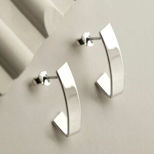 silver flattened band studs front view