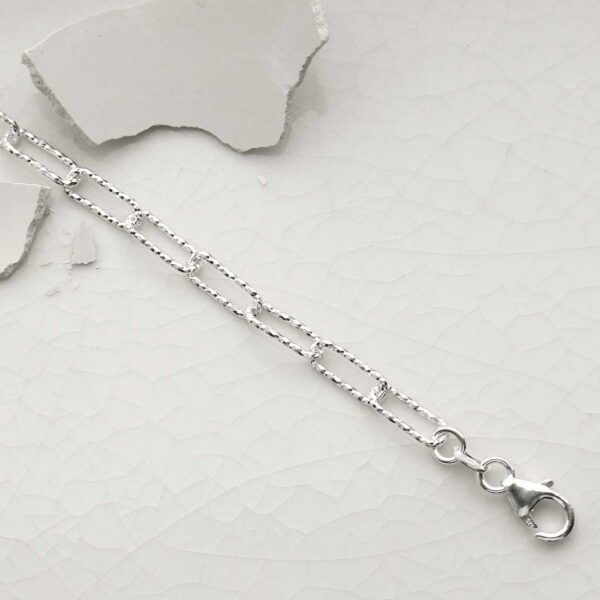 MV1327B STERLING SILVER SPARKLING PAPERCLIP BRACELET 3