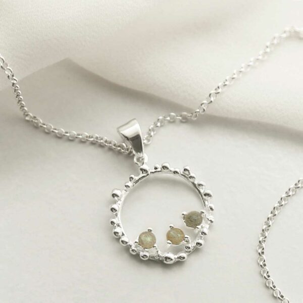 MZB112P LB STERLING SILVER LABRADORITE SPLASH NECKLACE 1