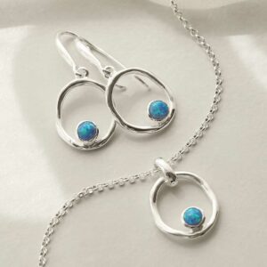 single opalite gem in oval dangly earrings and necklace