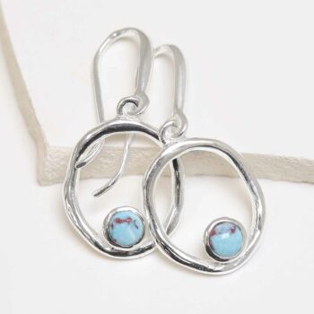 MZB113E TR Sterling Silver Turquoise Ripple Dangly Earrings 1