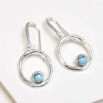 MZB113E TR Sterling Silver Turquoise Ripple Dangly Earrings 3