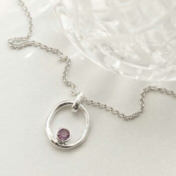 MZB113P AM STERLING SILVER AMETHYST RIPPLE NECKLACE 1