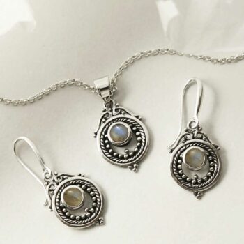 MZB114 LB STERLING SILVER LABRADORITE VICTORIAN SET