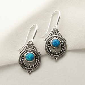 MZB114E OP STERLING SILVER OPALITE VICTORIAN DANGLY EARRINGS 1