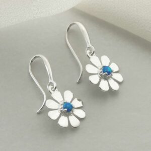 single opalite gem in centre of daisy earrings