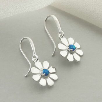 MZB115E OP STERLING SILVER OPALITE DAISY DANGLY EARRINGS 2