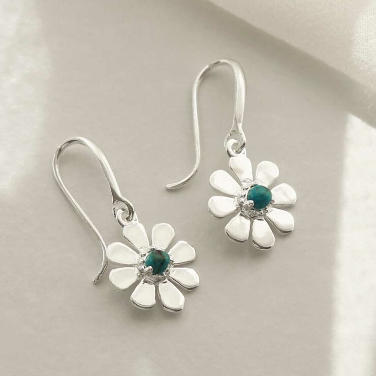 Sterling Silver Turquoise Daisy Earrings