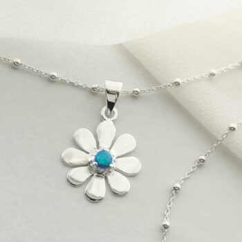MZB115P OP STERLING SILVER OPALITE DAISY NECKLACE 1