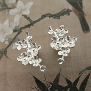 silver forget me not four flower studs