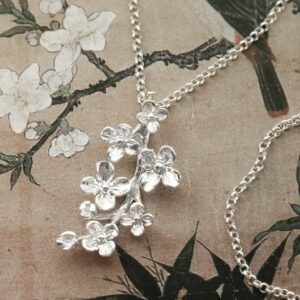 silver forget me not five flower necklace strewn