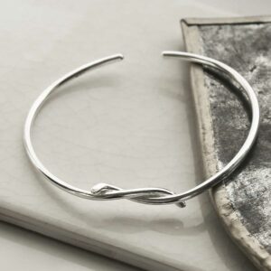 silver entwined bangle leaning