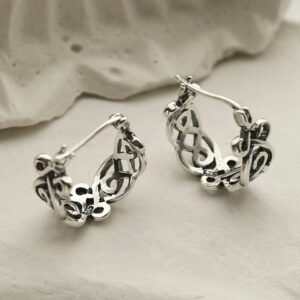 silver celtic knot hoops with latch