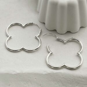 silver flower hoops opened latch