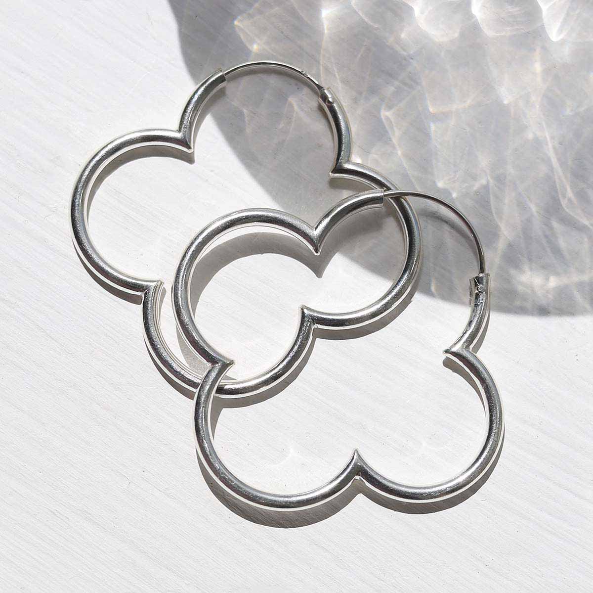 Sterling Silver Flower Hoops