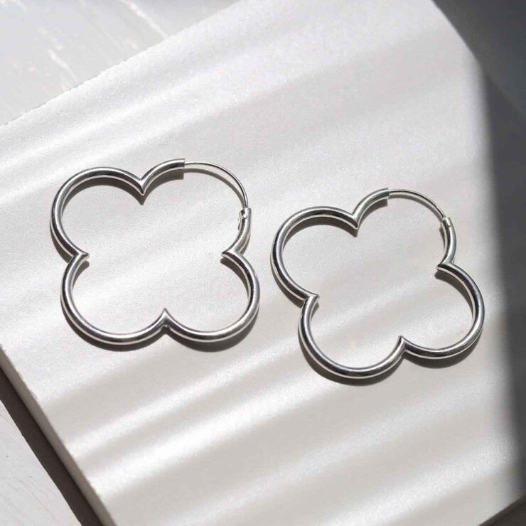 Sterling Silver Flower Hoops in sunshine