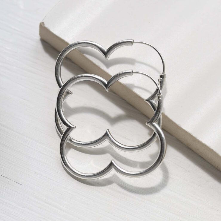 Sterling Silver Flower Hoops