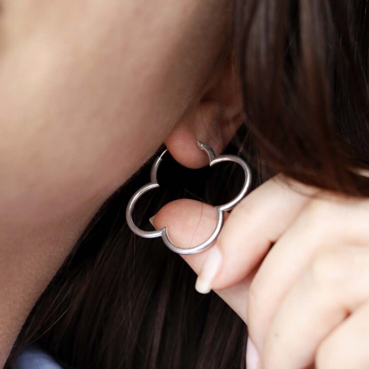 Sterling Silver Flower Hoops