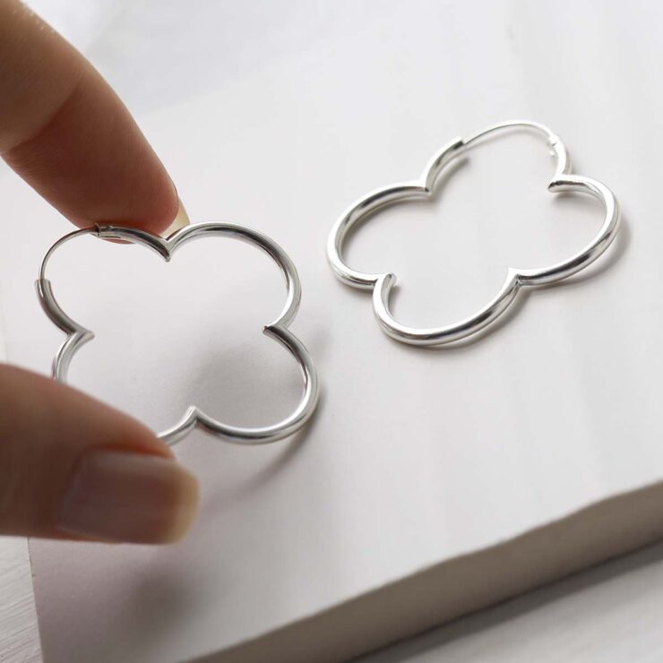 Sterling Silver Flower Hoops