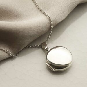 silver plain circle locket on chain