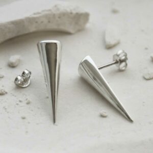 silver vertical spike studs front and side view