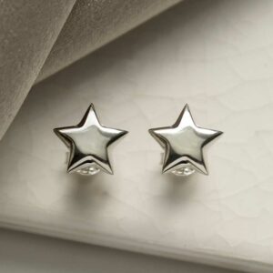 silver smooth single star studs