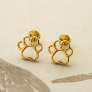 gold paw stud earrings