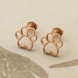 rose gold paw stud earrings