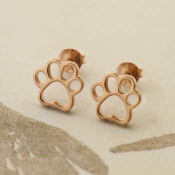 Rose Gold Plated Silver Paw Print Studs Martha Jackson
