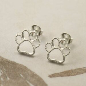 silver paw stud earrings