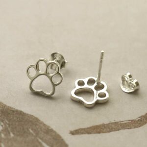 silver paw stud earrings taken apart