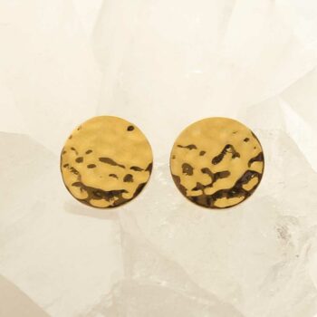 MS1222G GOLD PLATED SILVER HAMMERED DISC STUDS 1