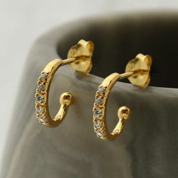 MS1230G GOLD PLATED SILVER CUBIC ZIRCONIA HOOP STUDS 3