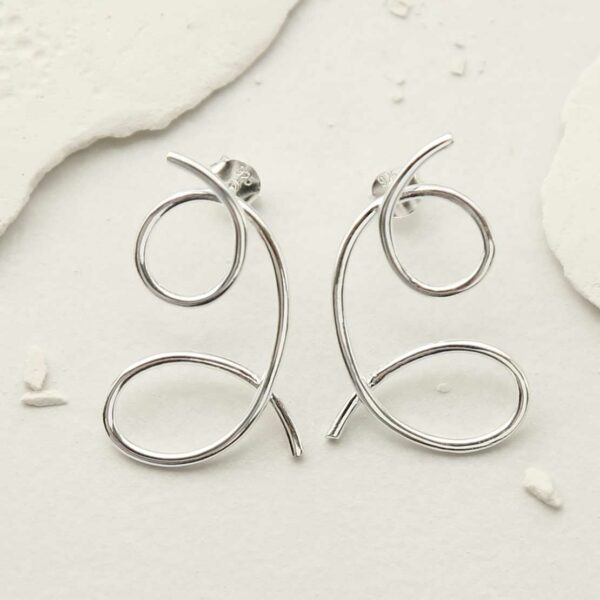 MS1236S STERLING SILVER DOUBLE LOOP STUD EARRINGS 3