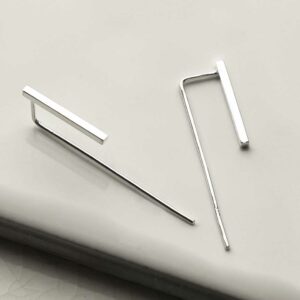 Tiny Bar Threader earrings on white background