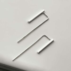 Tiny Bar Threader earrings on white background