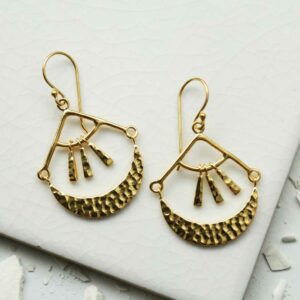 Gold Mayan Earrings on white background