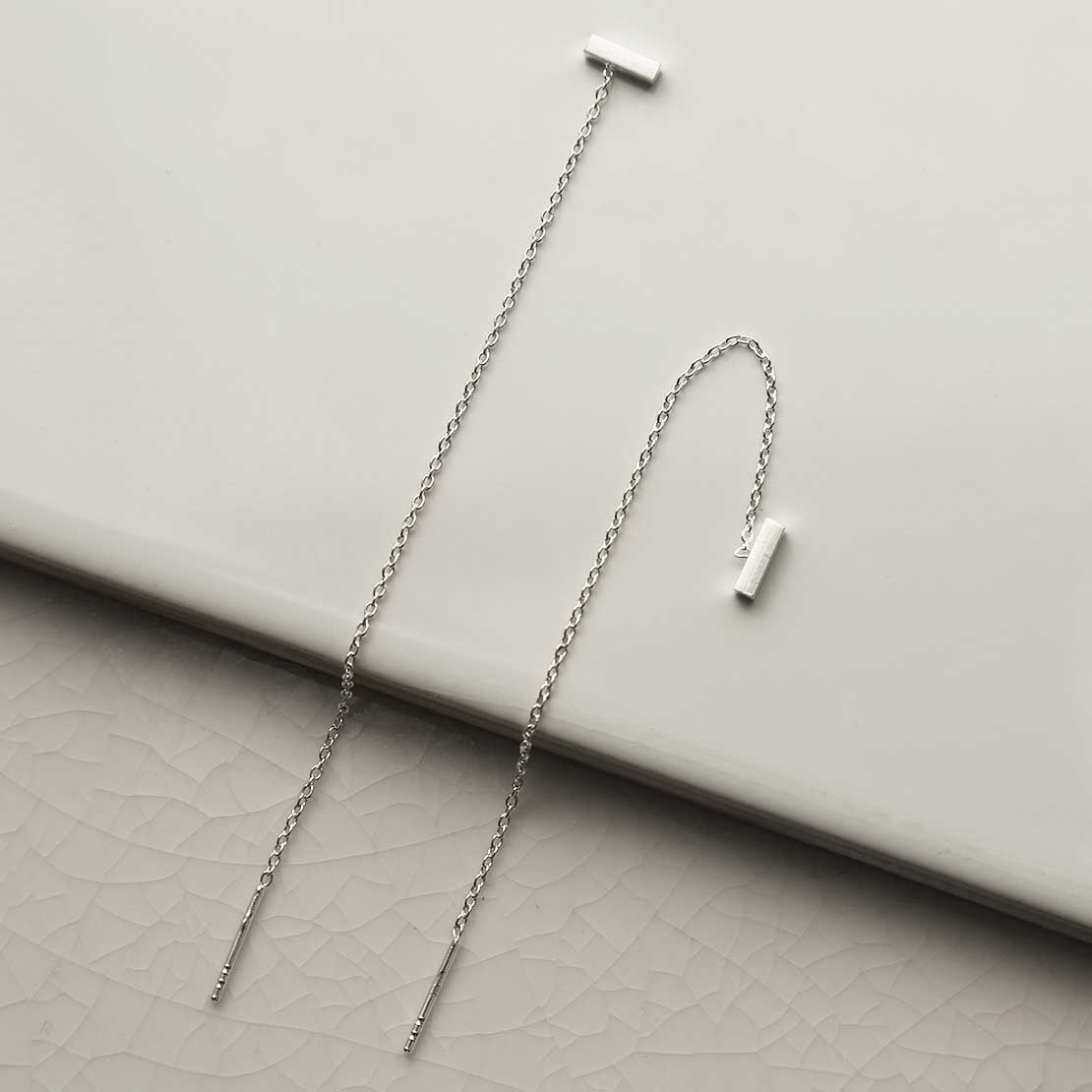 Sterling Silver Tiny Bar Chain Threaders | Martha Jackson