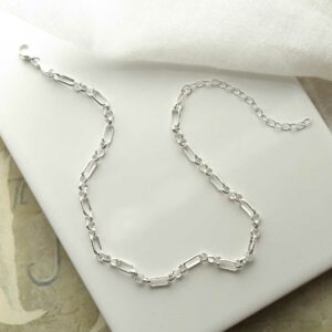 silver long and circle link anklet strewn